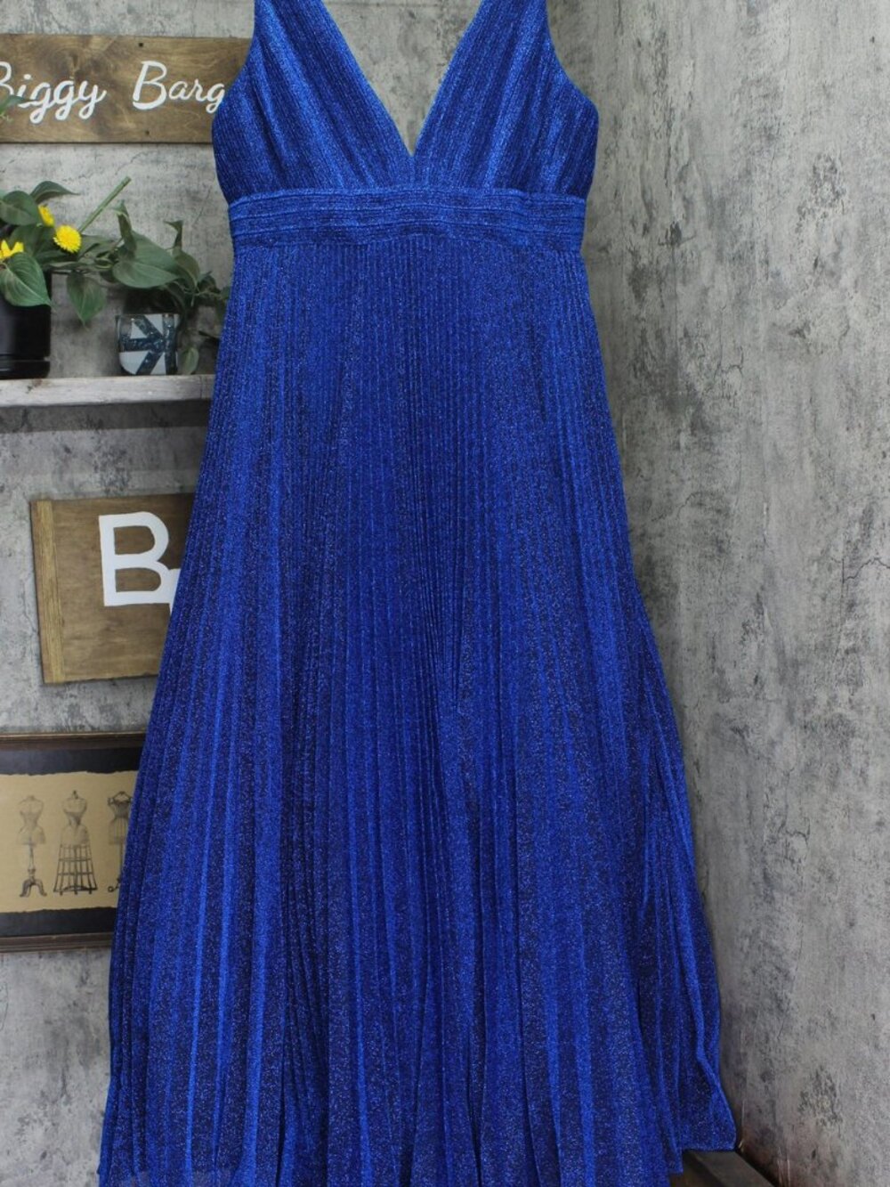 Mac Duggal Navy Blue Ieena By Mac Duggal Shimmering Lurex Pleated 14